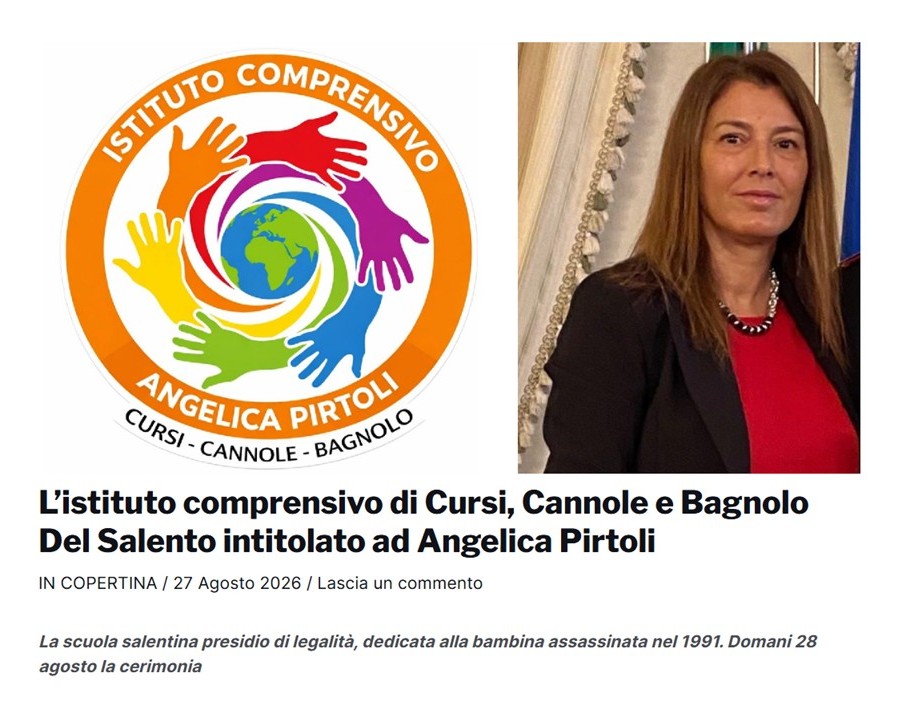 La nostra scuola presidio di memoria e legalità: l’Istituto Comprensivo intitolato ad Angelica Pirtoli